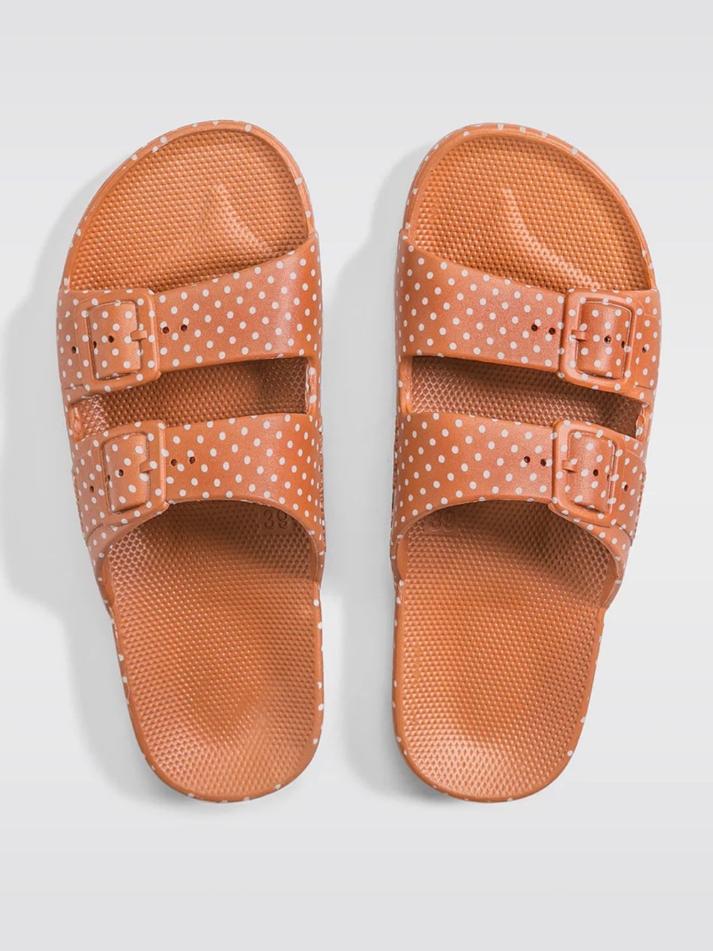 FREEDOM MOSES WOMENS ADULT MOSES SANDAL TOFFEE POLKA DOTS 7